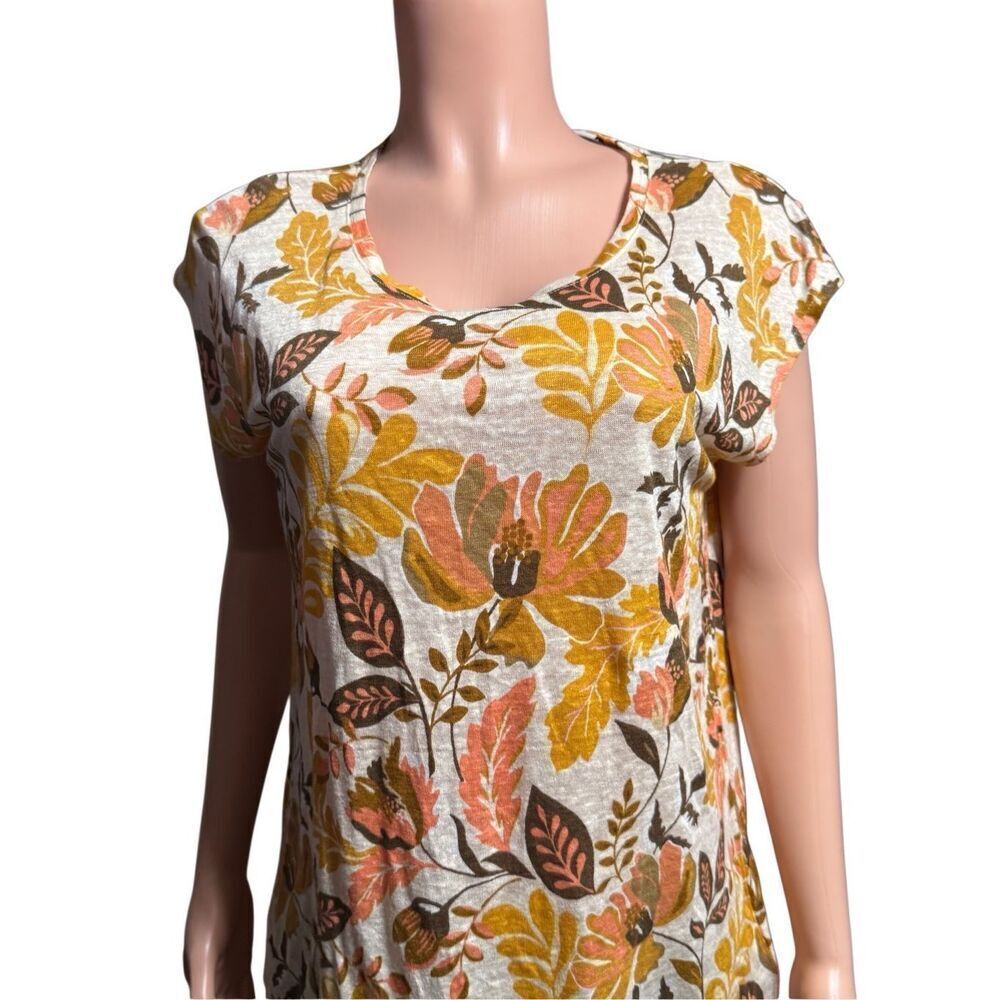 Rachel Zoe Women's Floral Print Scoop Neck Short Sleeve Top M